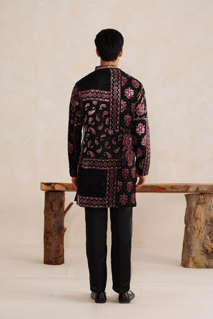 Black Velvet Brasso Short Kurta Set