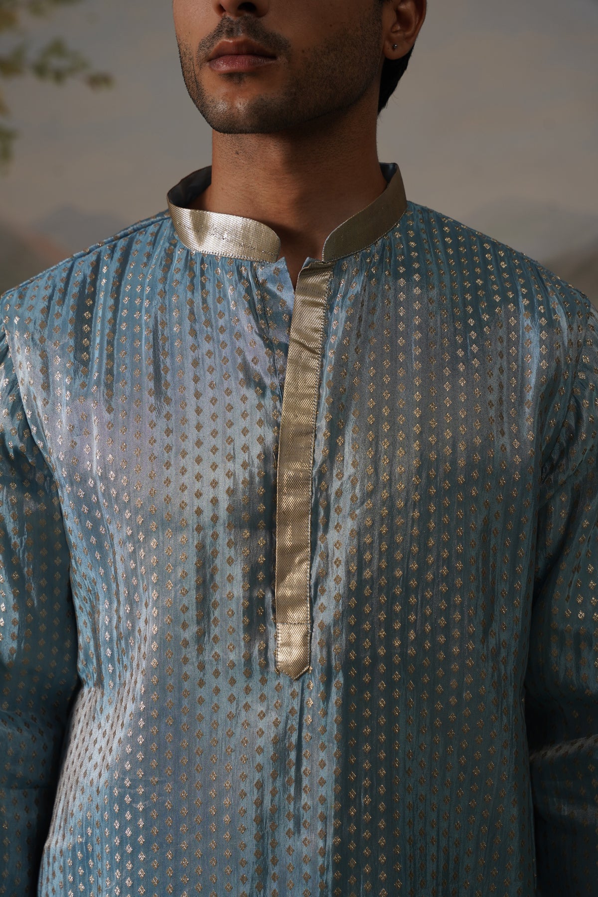 Neelab Blue Jacquard Kurta Set