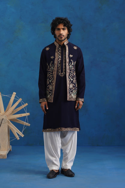 Neel Rutva Embroidered Kurta Jacket Set