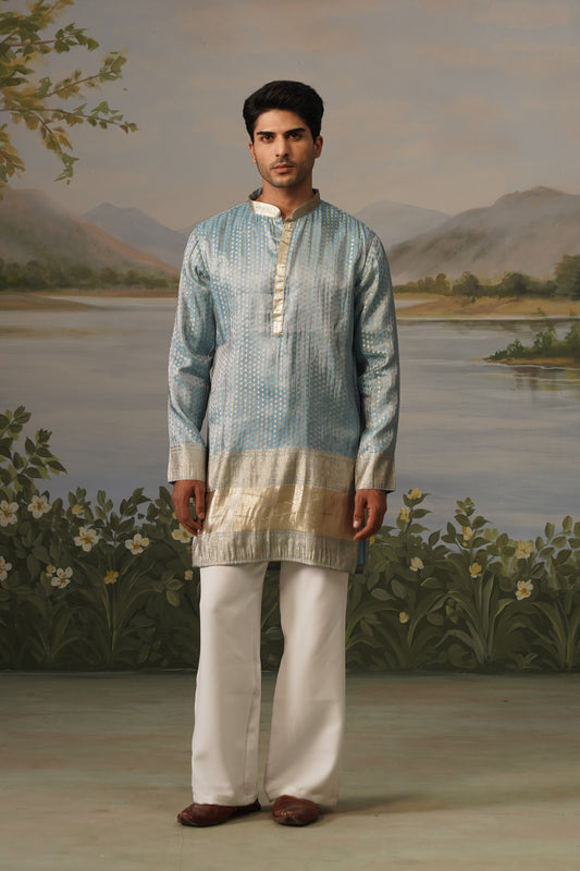 Neelab Blue Jacquard Kurta Set
