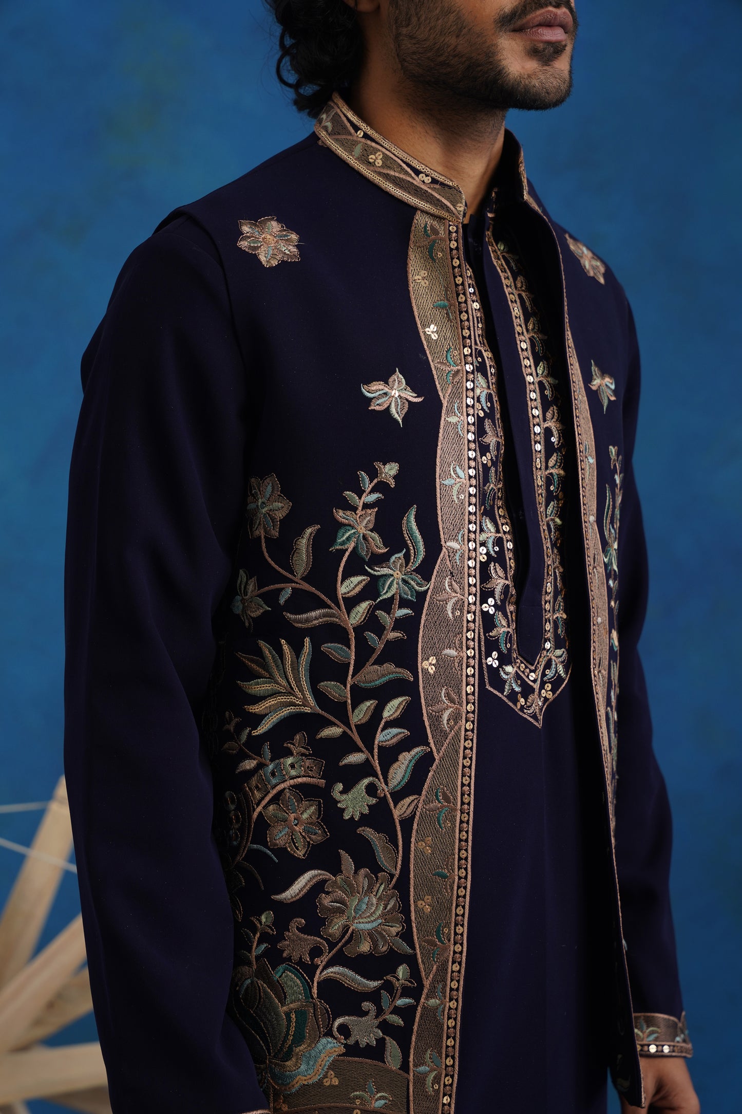 Neel Rutva Embroidered Kurta Jacket Set