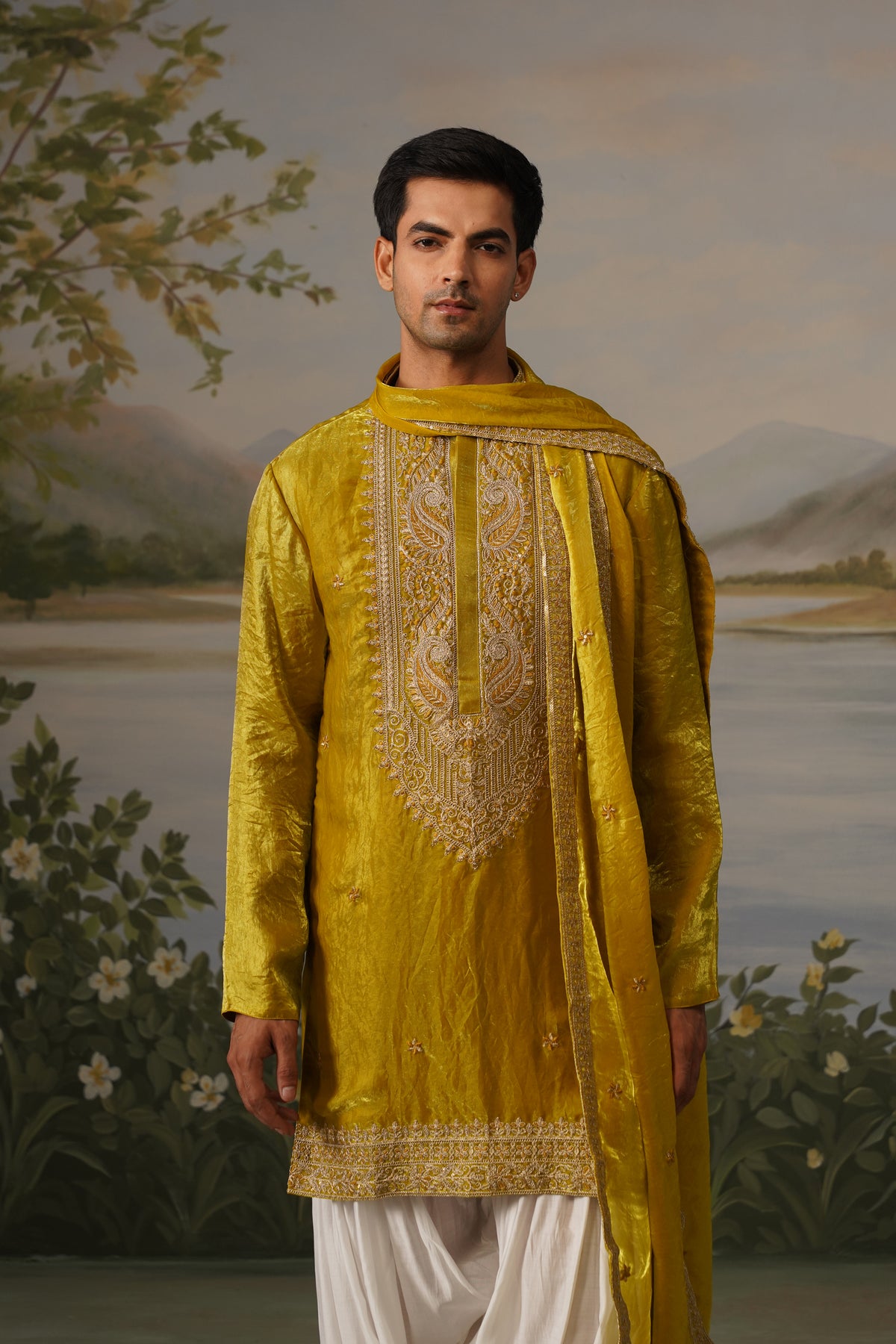 Haldi Yellow Coding Embroidered Kurta Patiyala Set