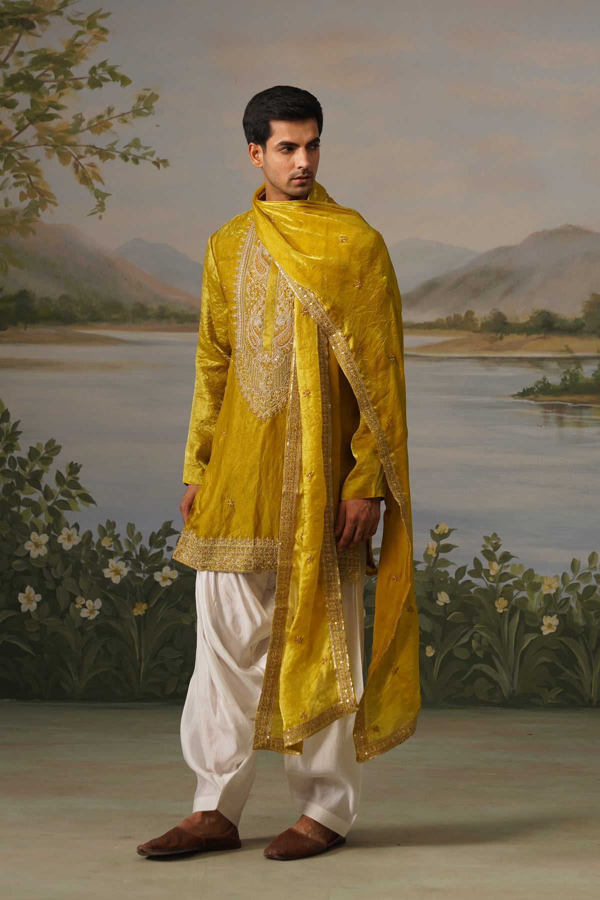 Haldi Yellow Coding Embroidered Kurta Patiyala Set