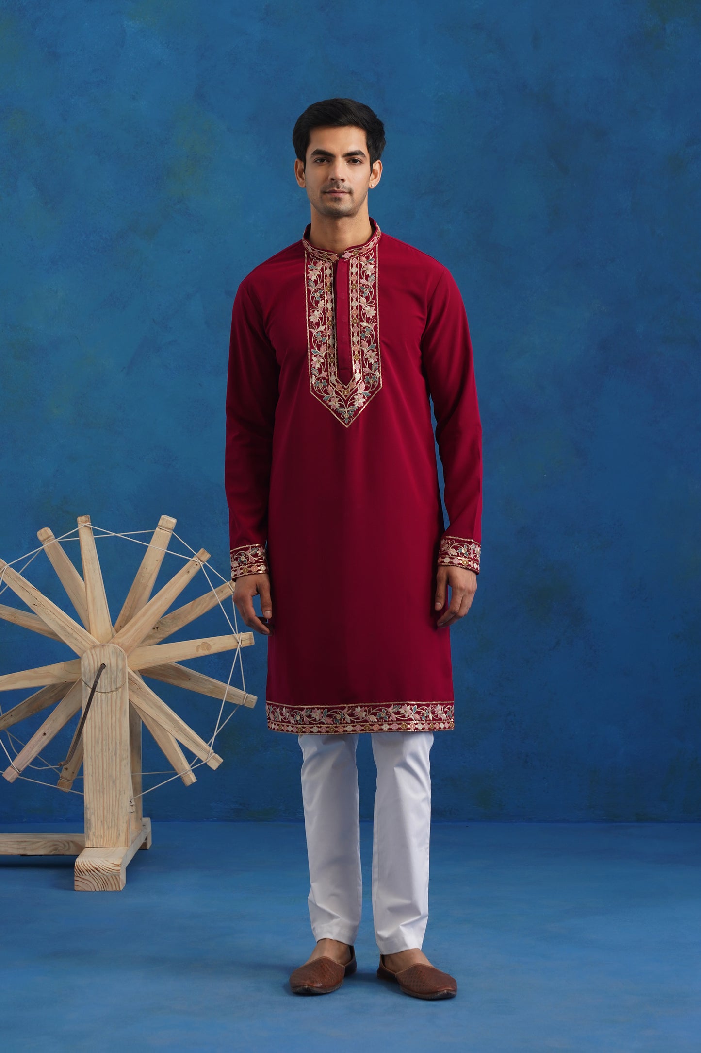 Gulnaar Pink Embroidered Kurta Jacket Set