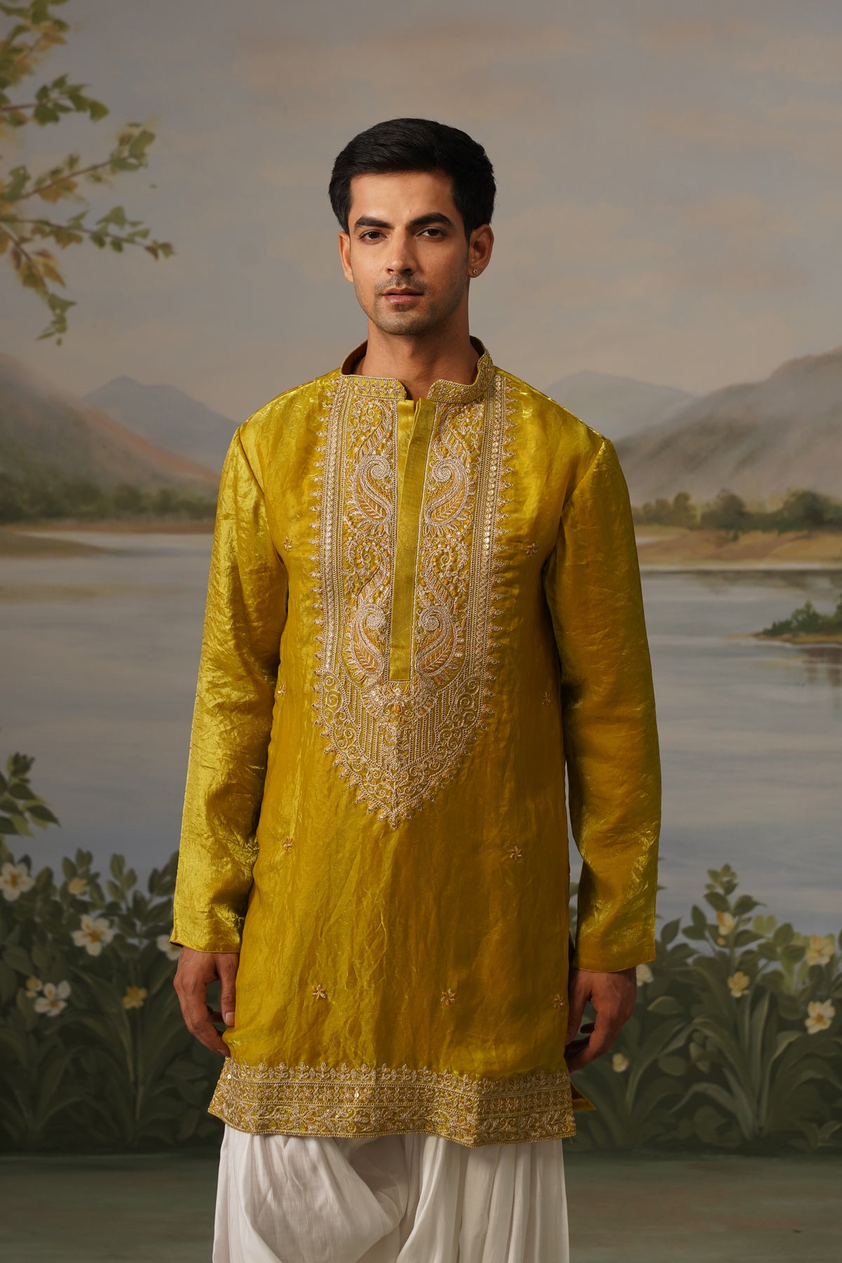 Haldi Yellow Coding Embroidered Kurta Patiyala Set