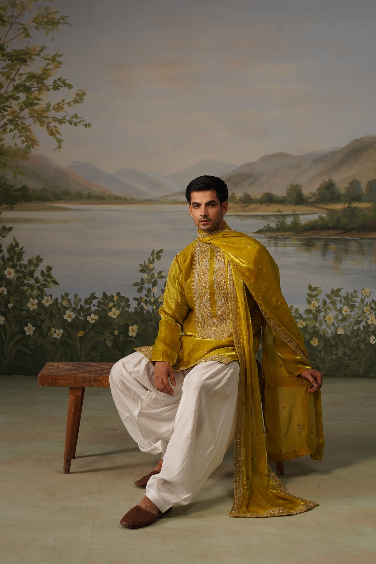 Haldi Yellow Coding Embroidered Kurta Patiyala Set