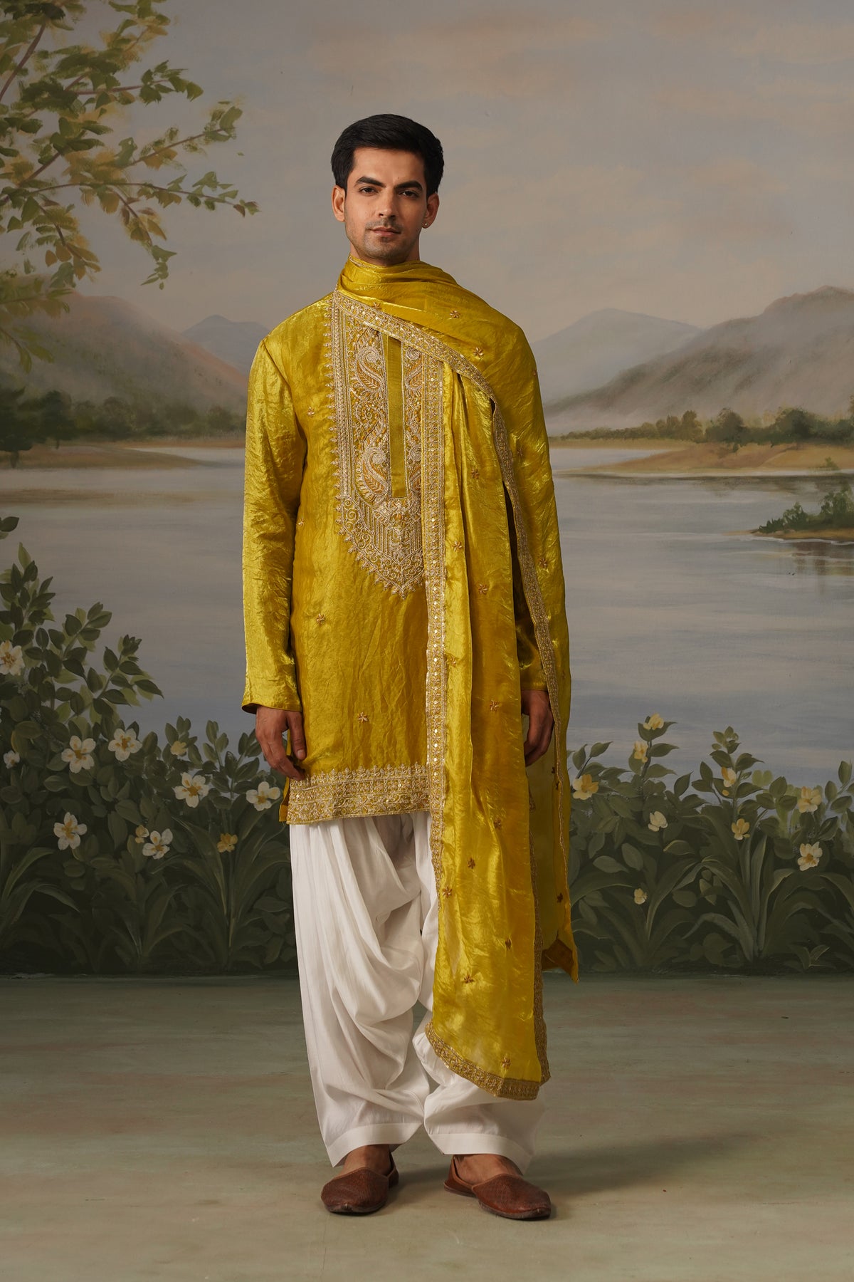 Haldi Yellow Coding Embroidered Kurta Patiyala Set