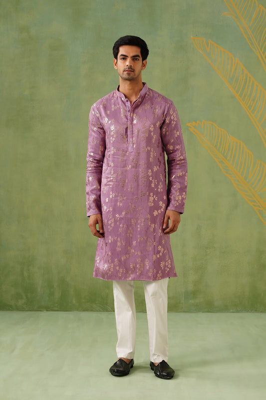 Mauve Golden Weave Kurta Set