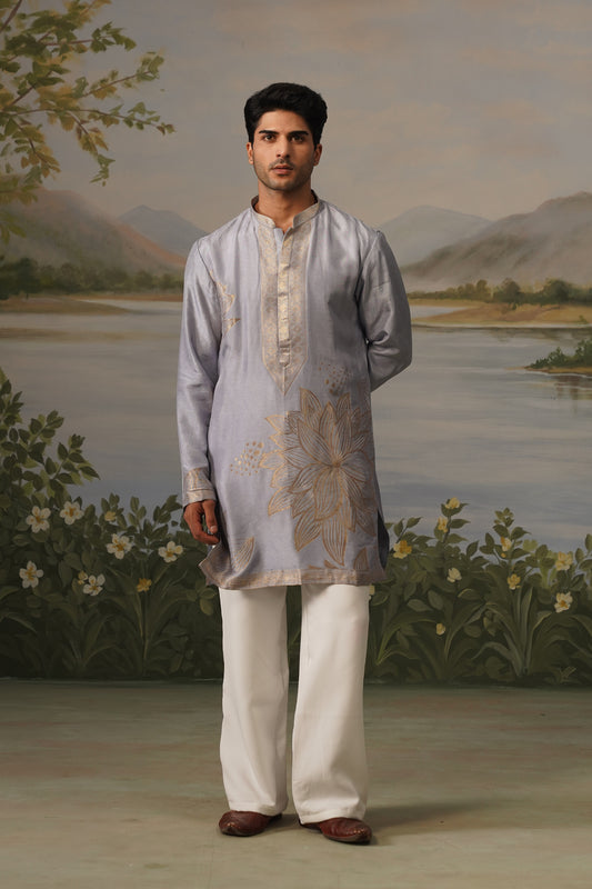 Banafsaj Lilac Jacquard Kurta Set