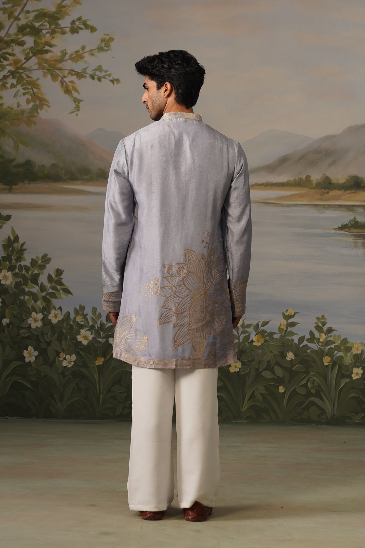 Banafsaj Lilac Jacquard Kurta Set
