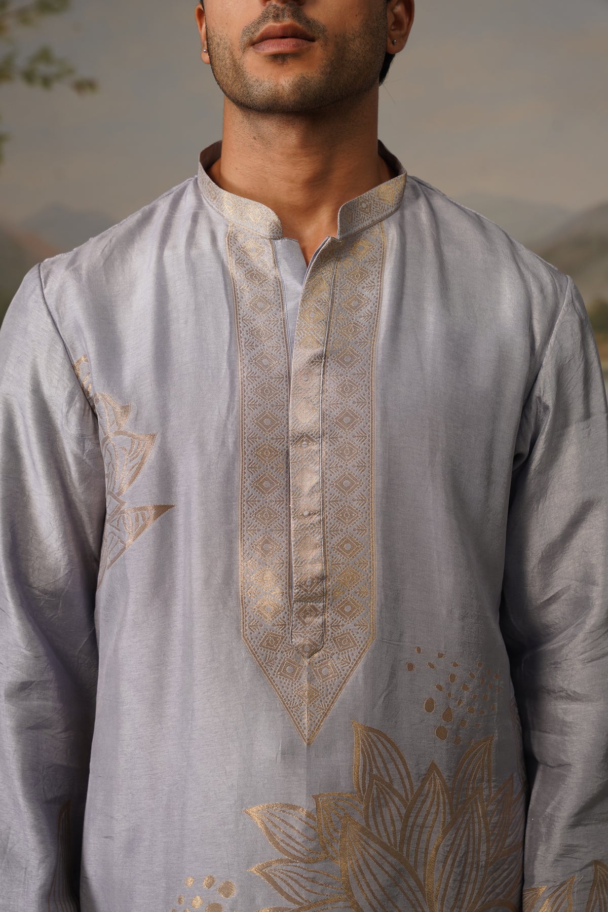 Banafsaj Lilac Jacquard Kurta Set