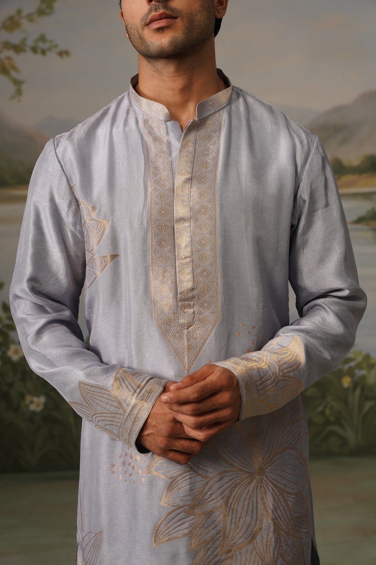 Banafsaj Lilac Jacquard Kurta Set