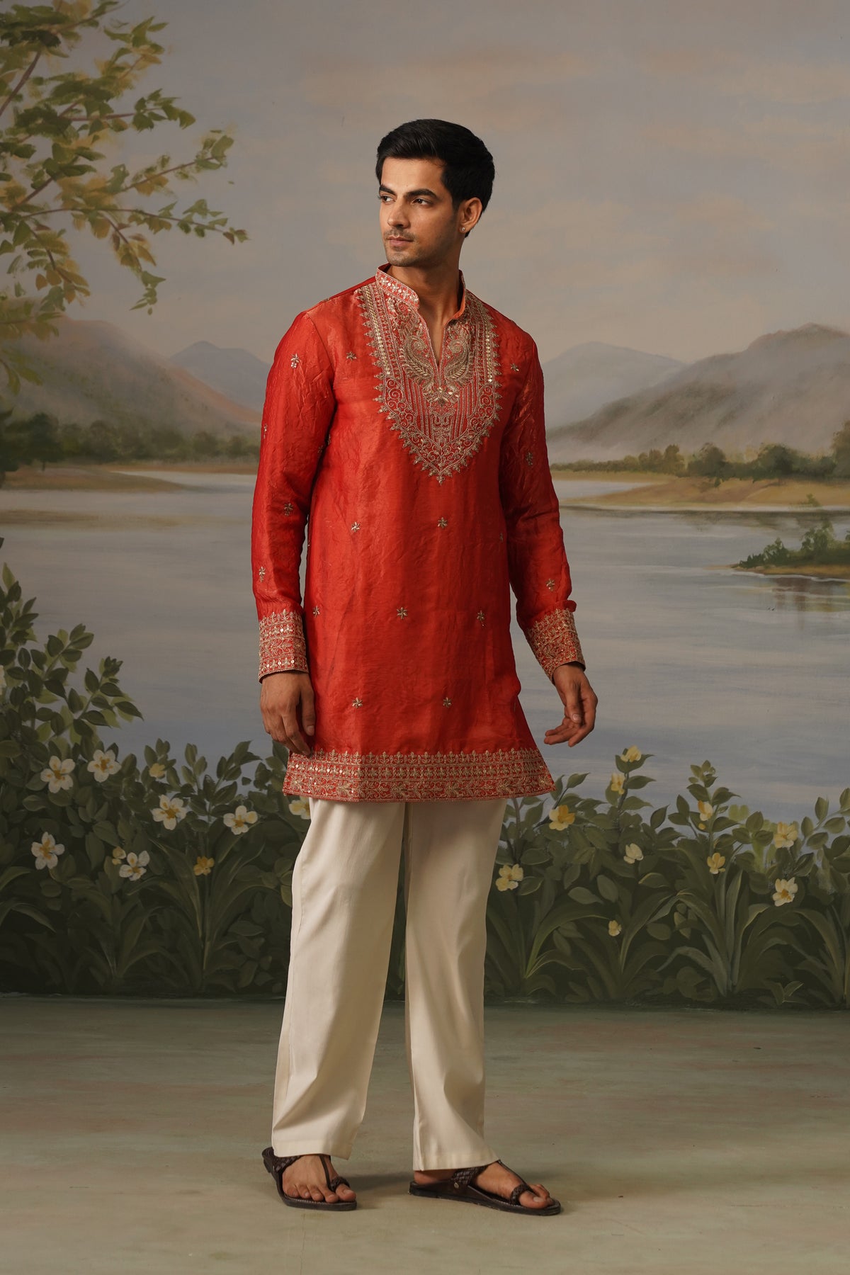 Surkh Red Coding Embroidered Kurta Set