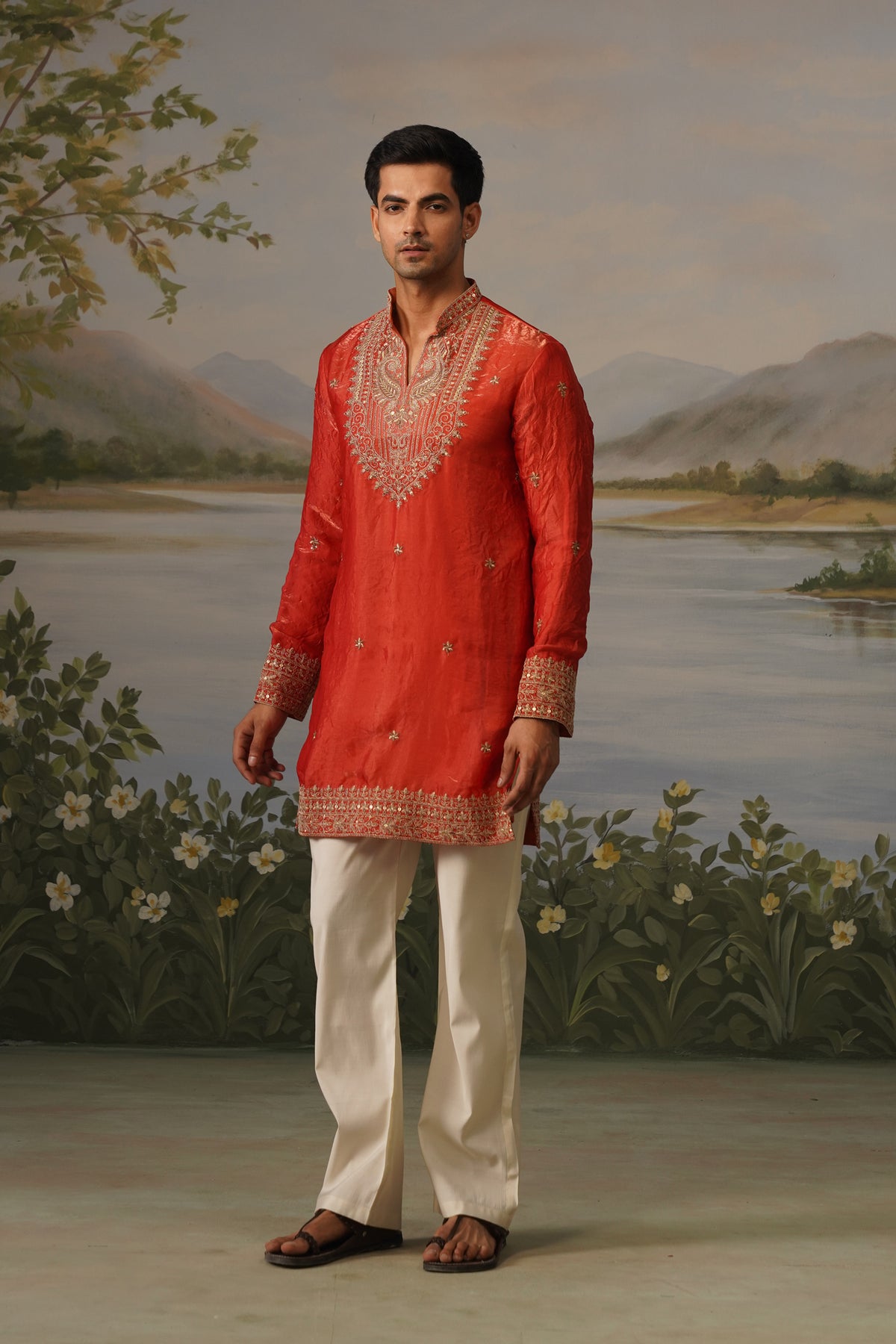 Surkh Red Coding Embroidered Kurta Set