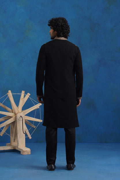 Noir Dome Embroidery Kurta Jacket Set