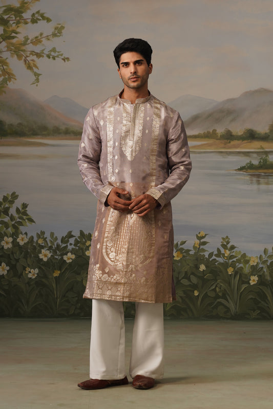 Abri Lavender Jacquard Kurta Set