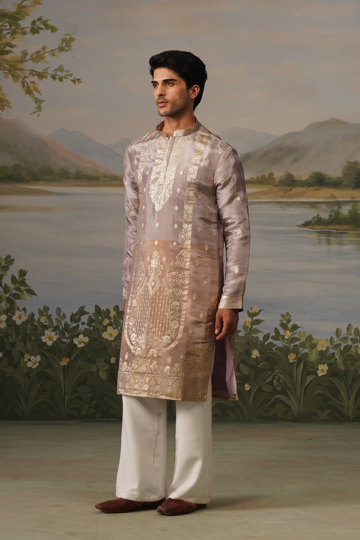 Abri Lavender Jacquard Kurta Set