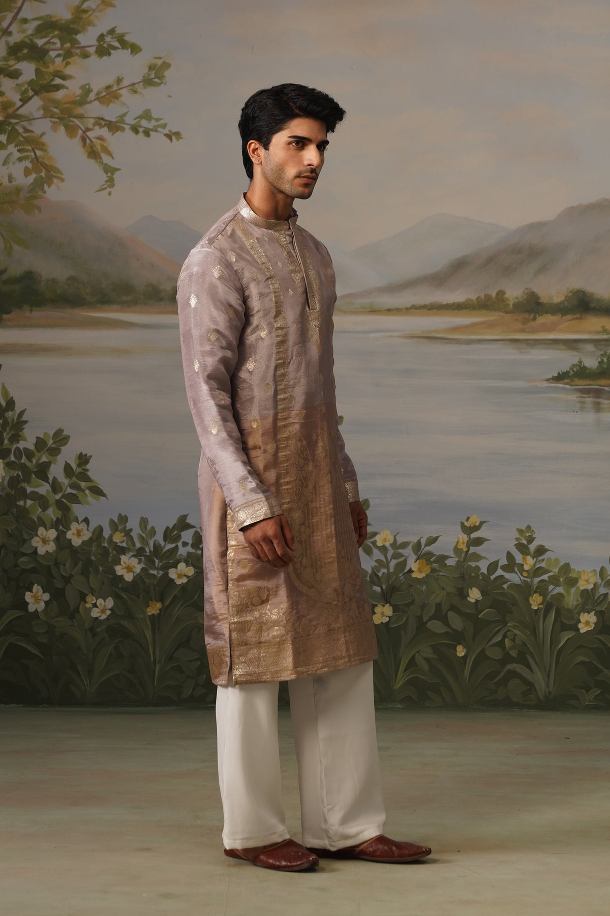 Abri Lavender Jacquard Kurta Set