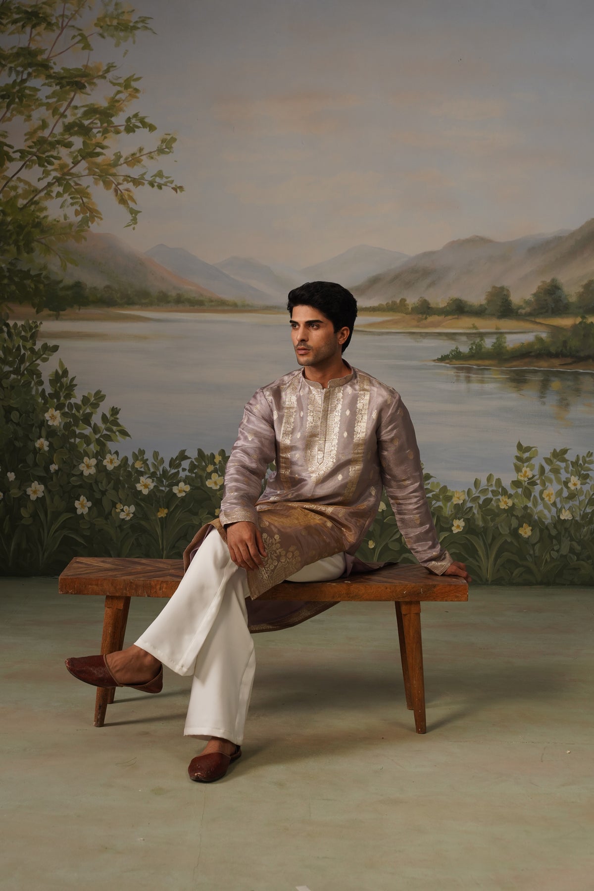 Abri Lavender Jacquard Kurta Set