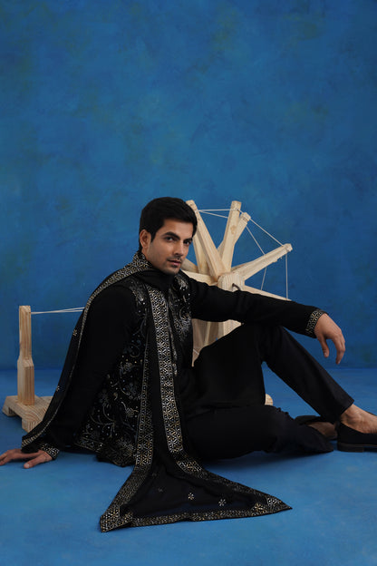 Makesh Embroidered Kurta Jacket Set with Dupatta