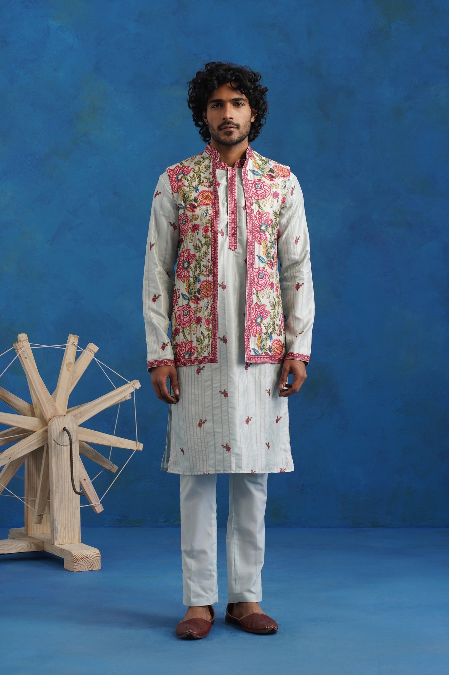 Tussar Silk Celebration Kurta Jacket Set