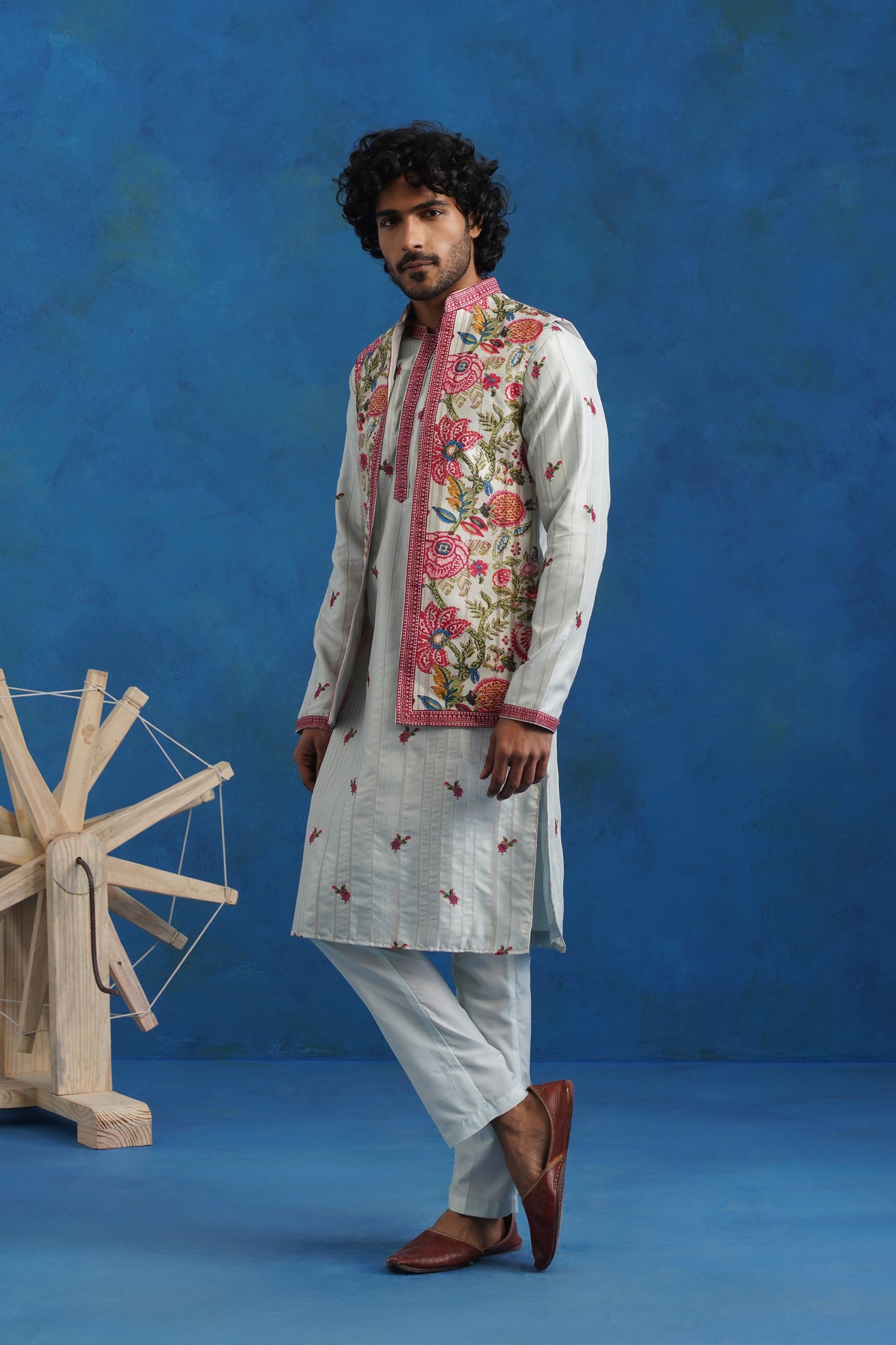 Tussar Silk Celebration Kurta Jacket Set
