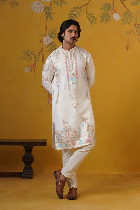 Multi Weave Jacquard Kurta Set