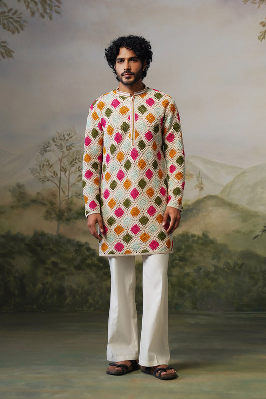 Rangoli Ivory Crochet Kurta Set