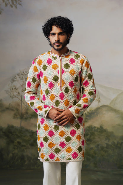 Rangoli Ivory Crochet Kurta Set