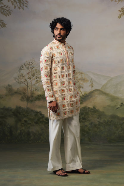 Buna Ivory Crochet Kurta Set