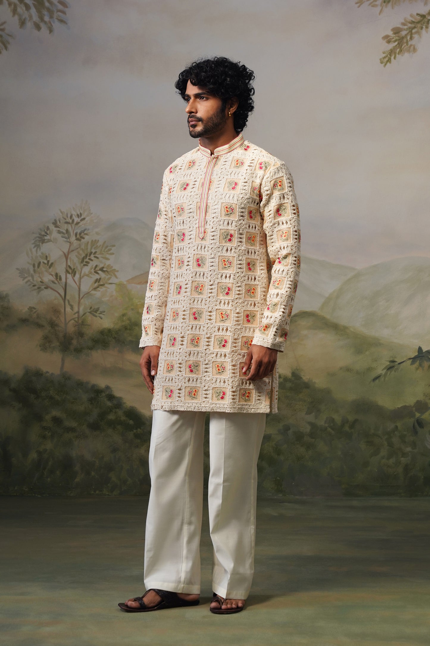 Buna Ivory Crochet Kurta Set