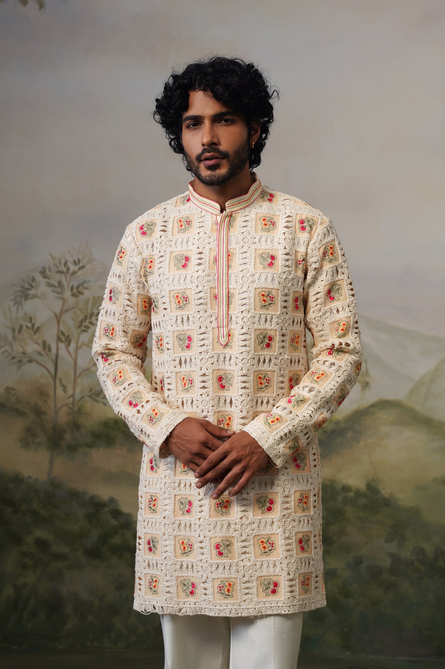 Buna Ivory Crochet Kurta Set