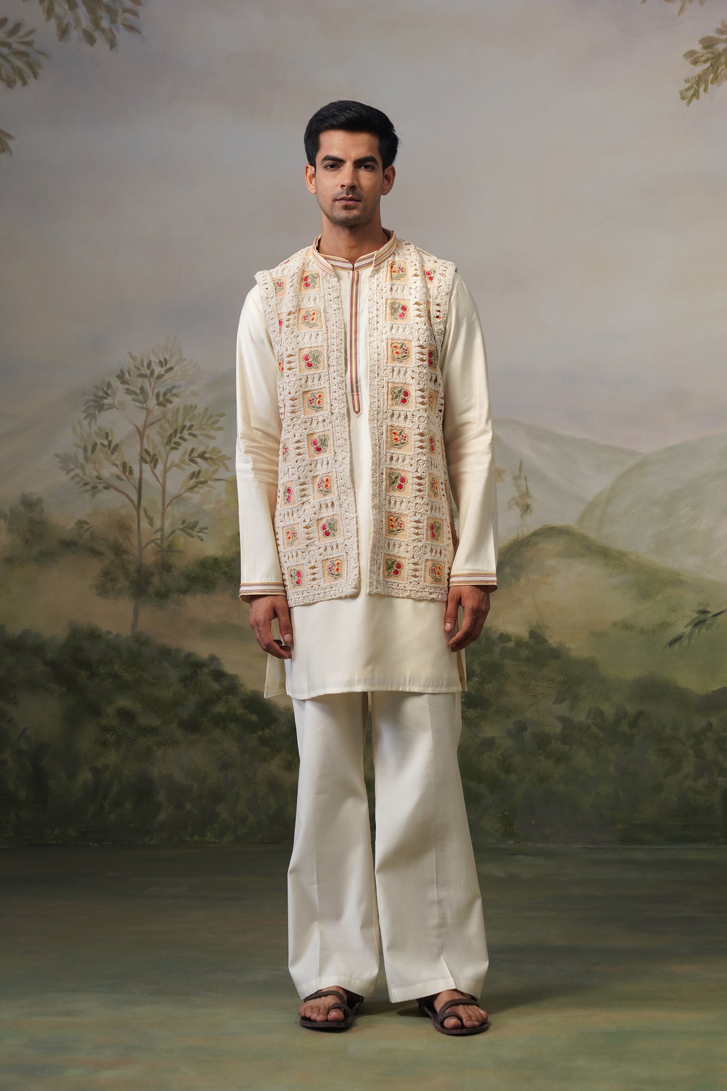 Buna Ivory Crochet Jacket Set