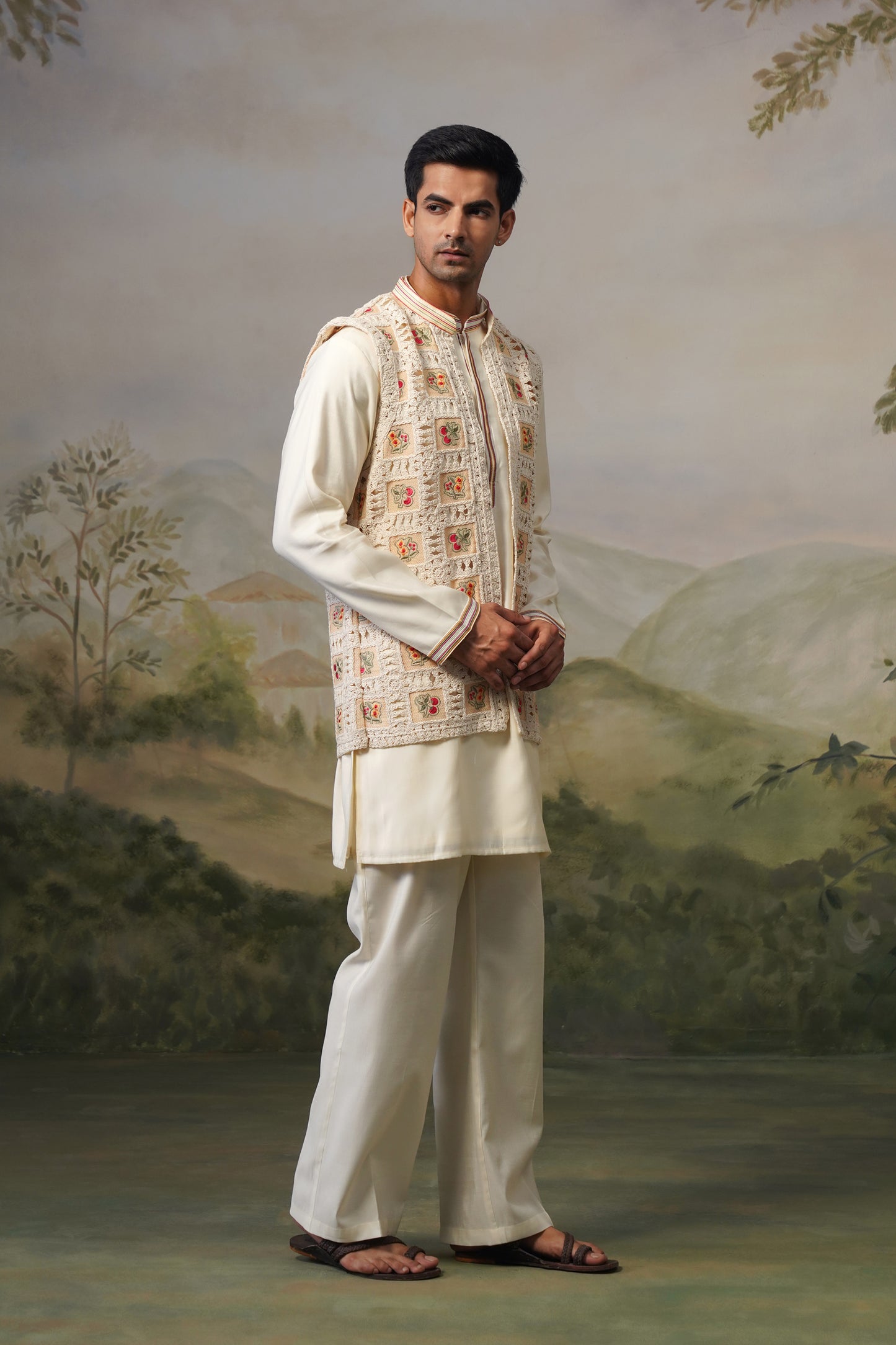 Buna Ivory Crochet Jacket Set