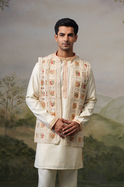 Buna Ivory Crochet Jacket Set