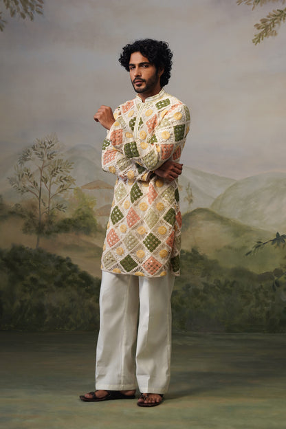 Suraj Ivory Crochet Kurta Set
