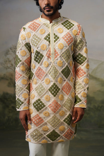Suraj Ivory Crochet Kurta Set