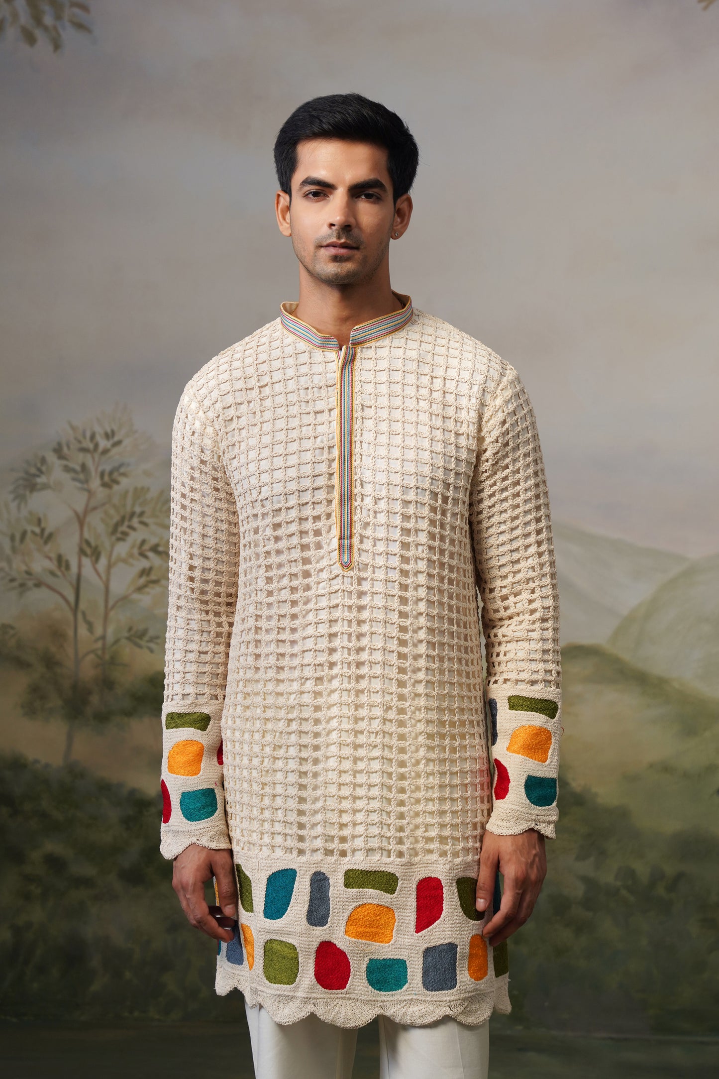 Chauka Ivory Crochet Kurta Set