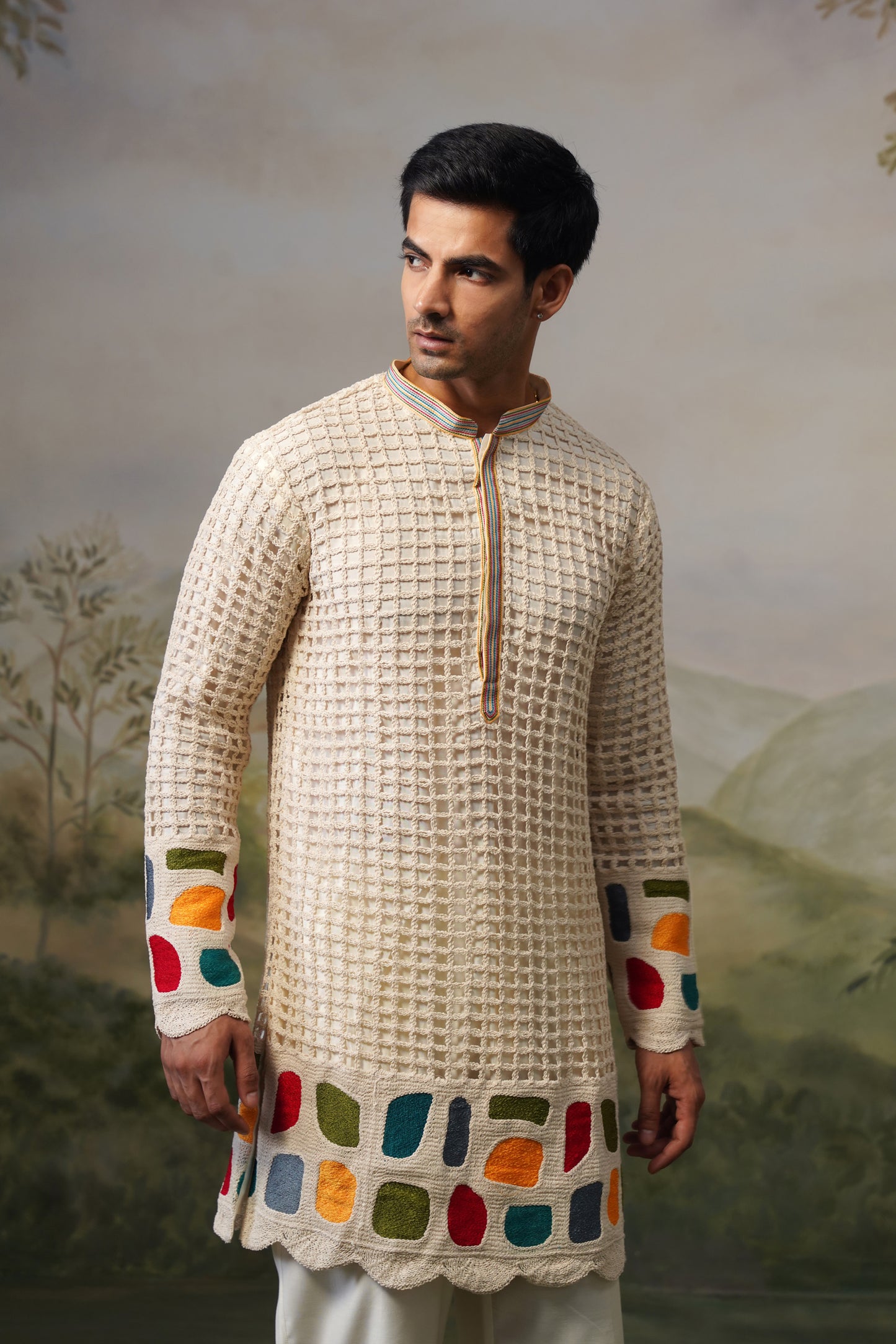 Chauka Ivory Crochet Kurta Set