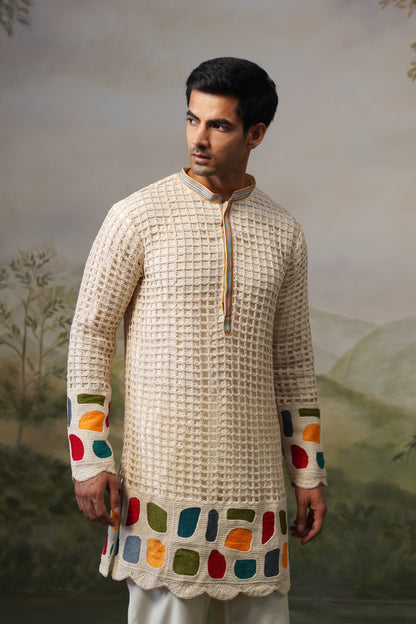 Chauka Ivory Crochet Kurta Set