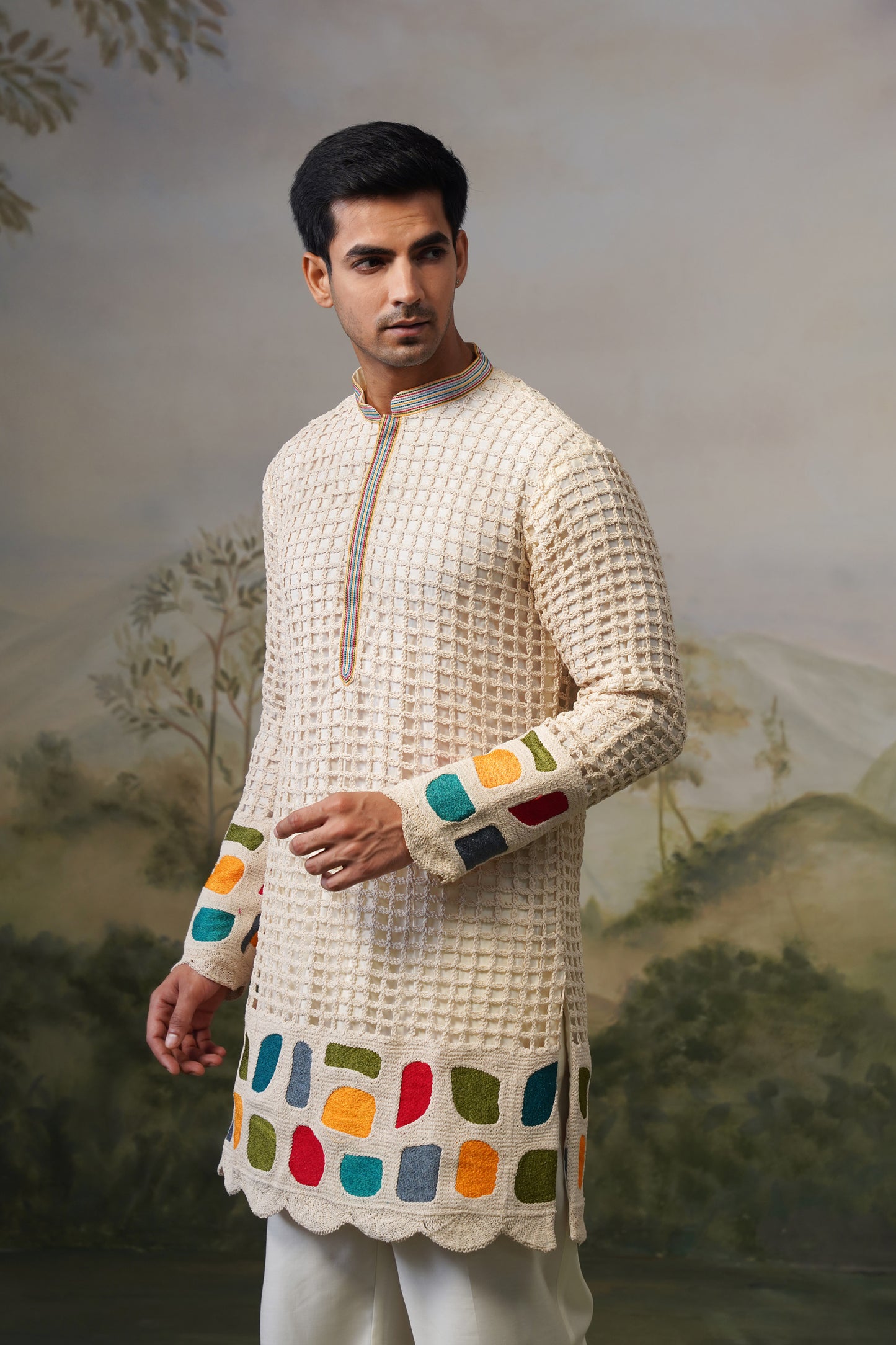 Chauka Ivory Crochet Kurta Set