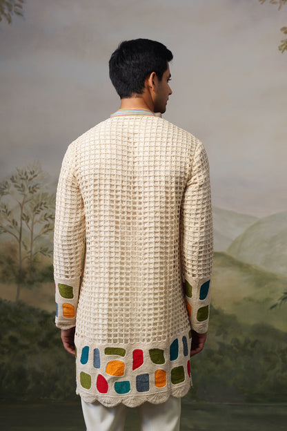 Chauka Ivory Crochet Kurta Set