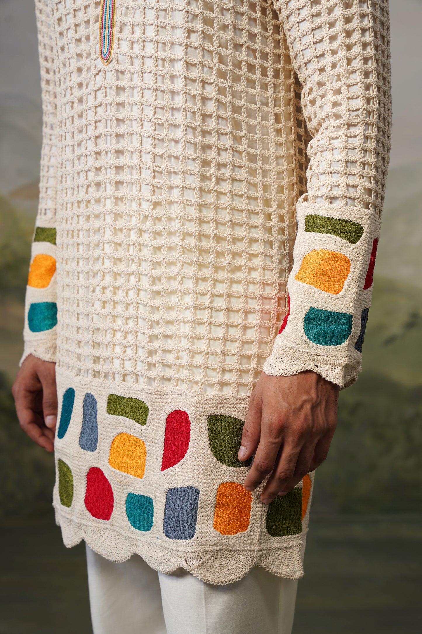 Chauka Ivory Crochet Kurta Set