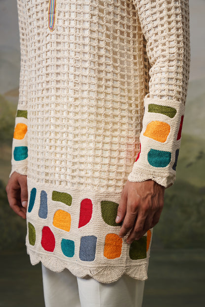 Chauka Ivory Crochet Kurta Set