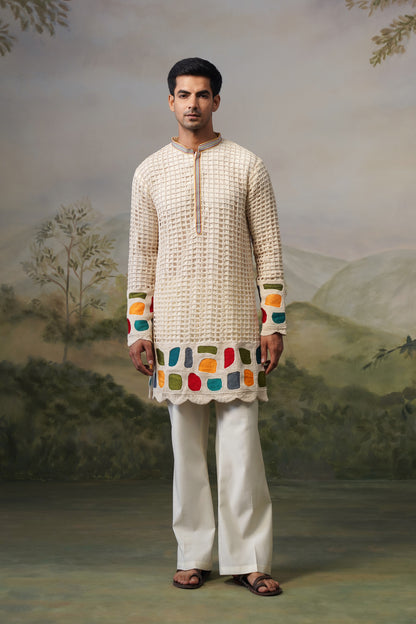 Chauka Ivory Crochet Kurta Set