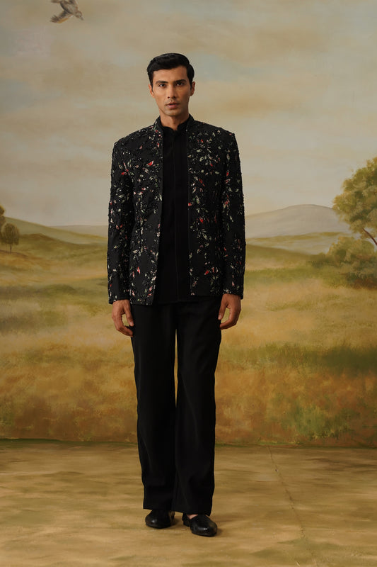 Patjhad Black Bead Appliqué Jodhpuri Set
