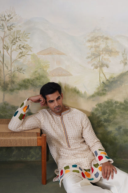 Chauka Ivory Crochet Kurta Set