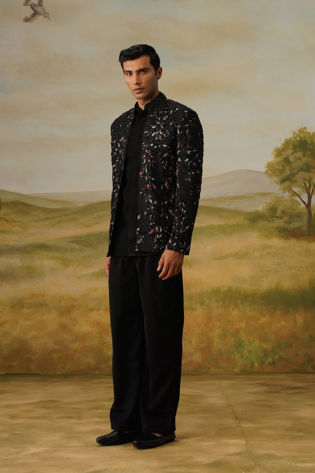 Patjhad Black Bead Appliqué Jodhpuri Set
