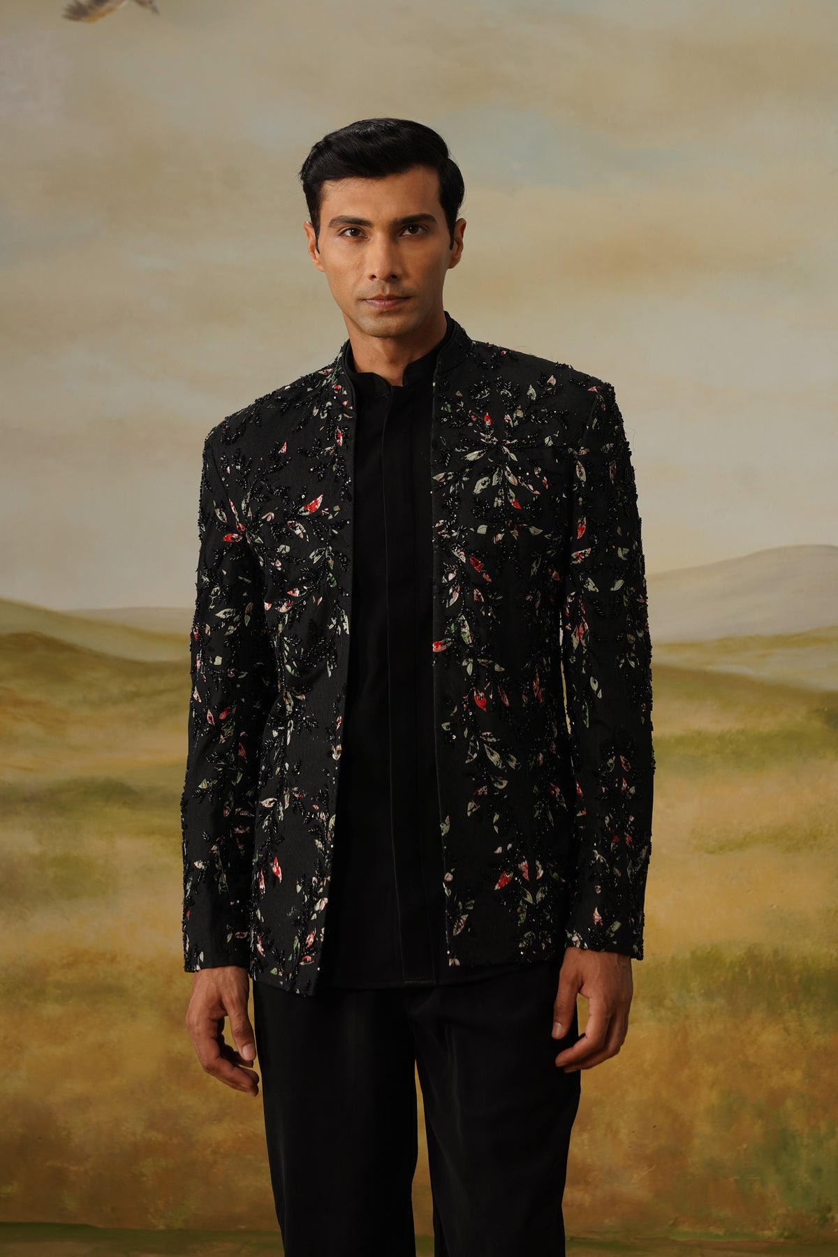 Patjhad Black Bead Appliqué Jodhpuri Set