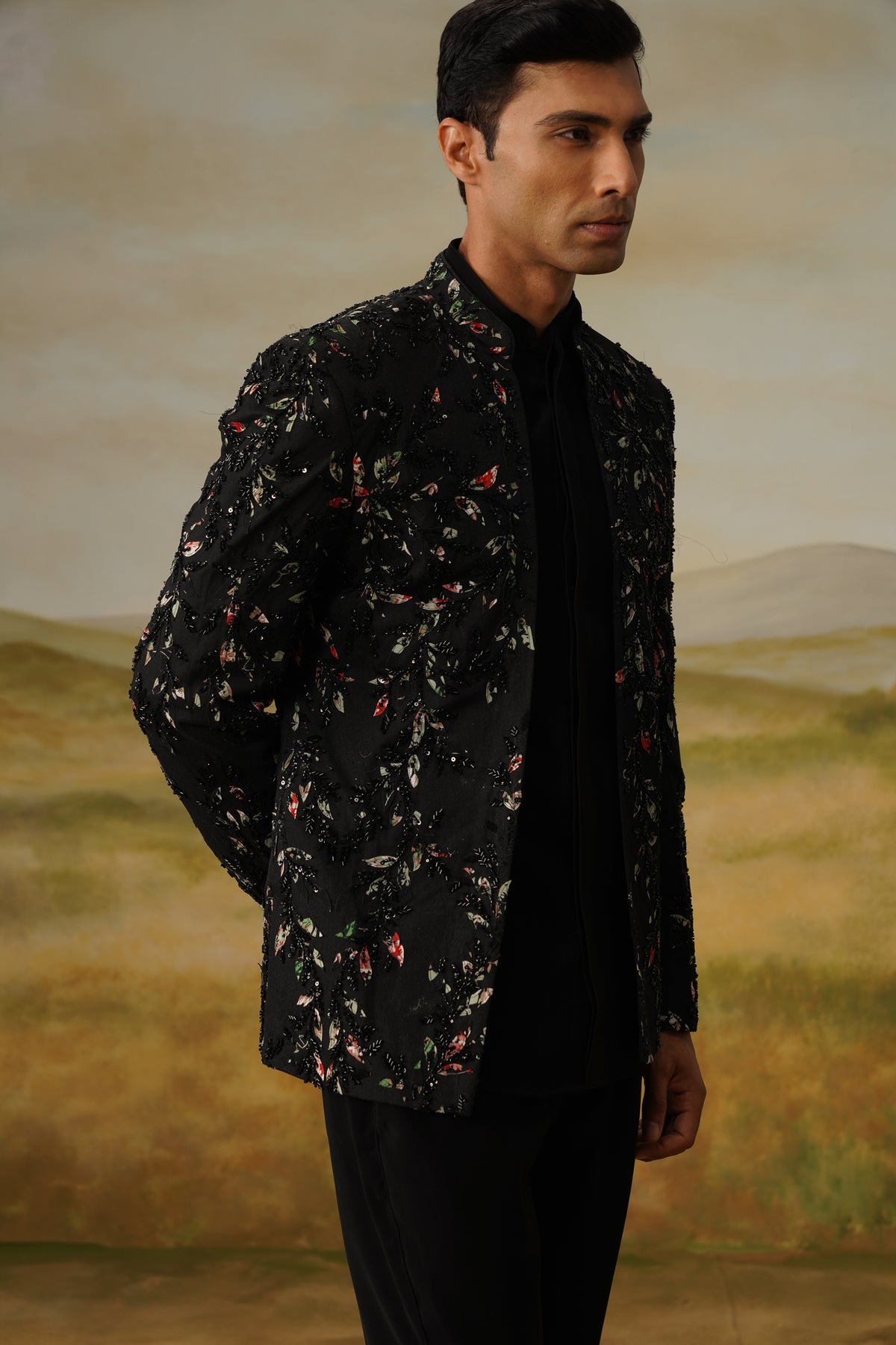 Patjhad Black Bead Appliqué Jodhpuri Set